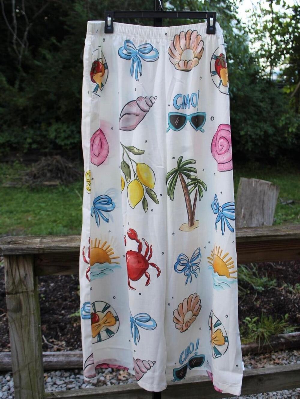 Nice To Meet You Coastal Vacation Print Midi Skirt | Size M